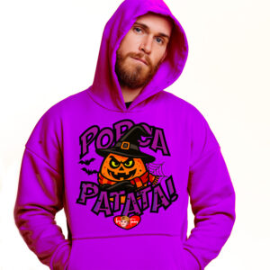 Felpa Halloween PorcaPatata con zucca stregata e cappello da strega